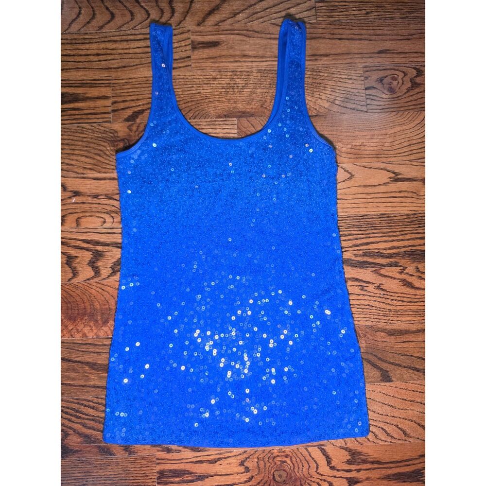 Express Royal Blue Sequin Tank Size Small